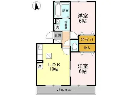 コンフォールII号館(2LDK/1階)の間取り写真