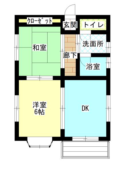 第1アパート(2DK/2階)の間取り写真