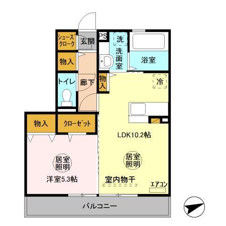 シティーピア(1LDK/3階)の間取り写真