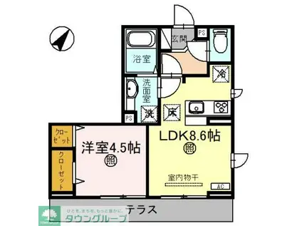 西武新宿線 新所沢駅 徒歩8分 3階建 築2年(1LDK/1階)の間取り写真