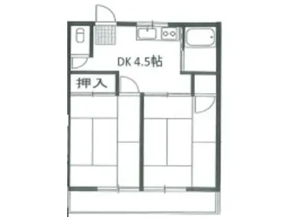 シモンハイツ(2DK/2階)の間取り写真