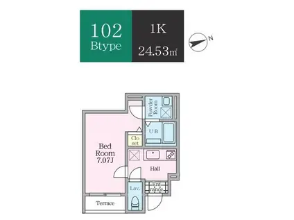 エトワールヴァリ プレリュード(1K/1階)の間取り写真