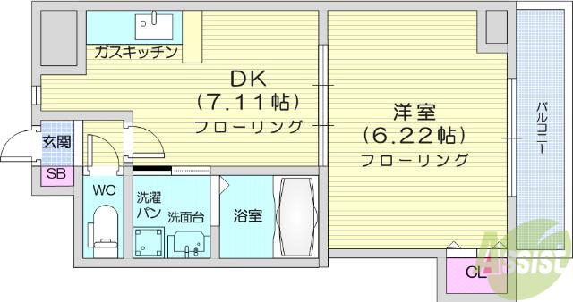 MSKコート(1DK/3階)の間取り写真