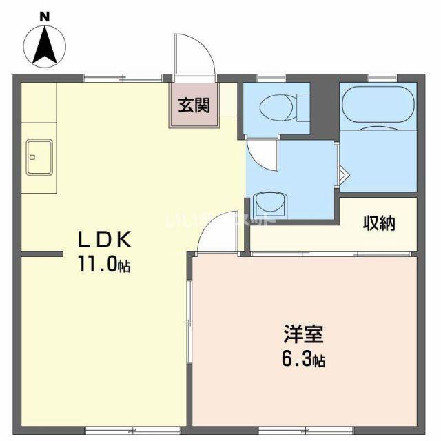 パナハイツ大石(1LDK/1階)の間取り写真