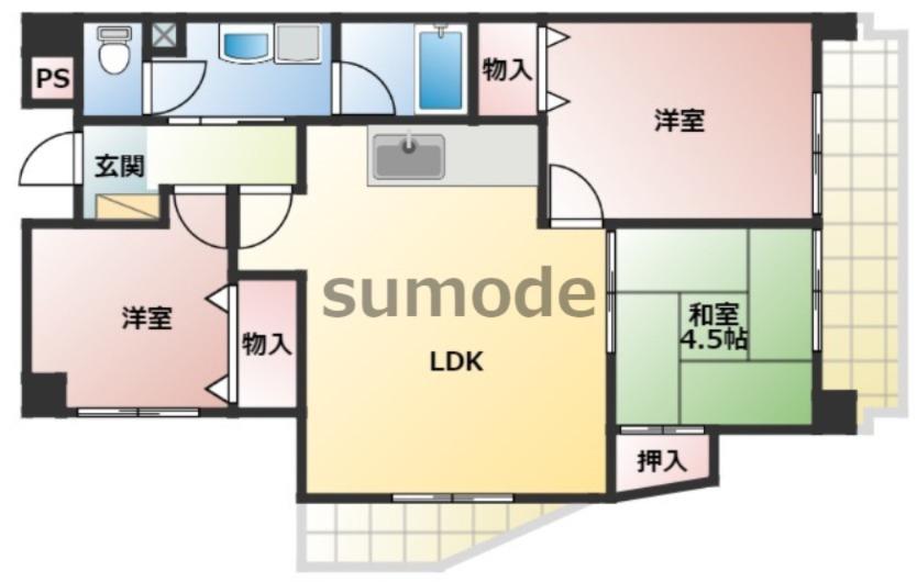 ピアタウン(3LDK/3階)の間取り写真