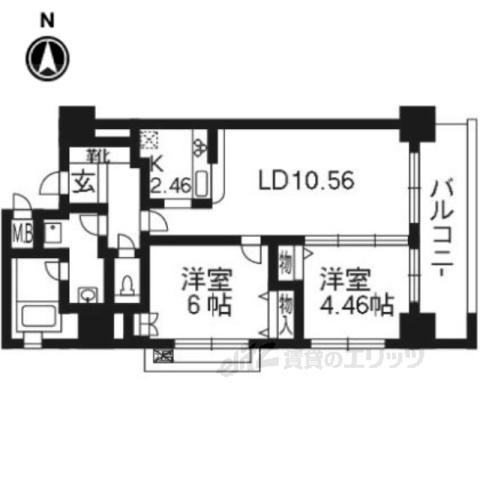 レジディア京都駅前(2LDK/2階)の間取り写真