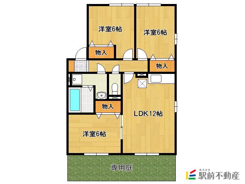 リビングタウン田代外町(3LDK/1階)の間取り写真
