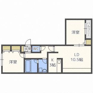 MAISON BONHEUR12(2LDK/2階)の間取り写真
