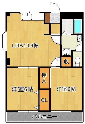 セントラルプレーリー千代(2LDK/1階)の間取り写真