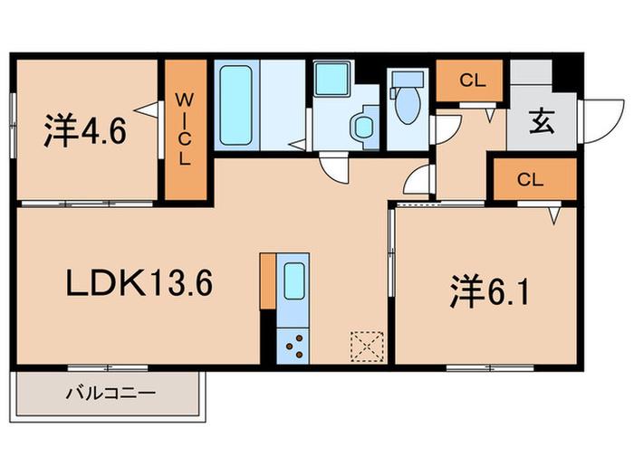 LICORICE B棟(2LDK/3階)の間取り写真
