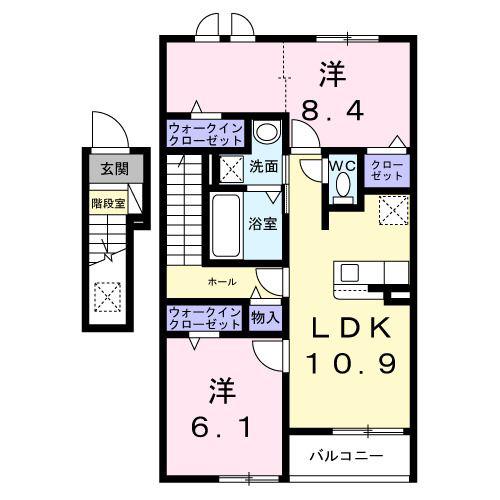 ラフォンテ(2LDK/2階)の間取り写真