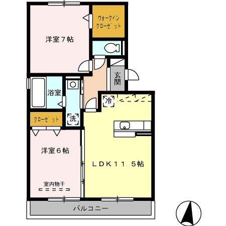 ウィステリア中吉田III(2LDK/2階)の間取り写真