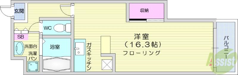 若林アベニュー(ワンルーム/2階)の間取り写真