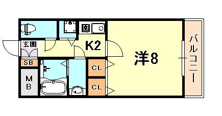 ドール魚崎(1K/3階)の間取り写真