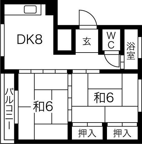 マンションヒロタB(2DK/2階)の間取り写真