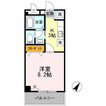 ブランシュ(1K/1階)の間取り写真
