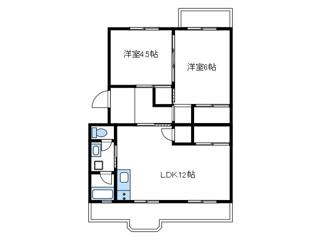 ヒルサイドシティI(2LDK/4階)の間取り写真
