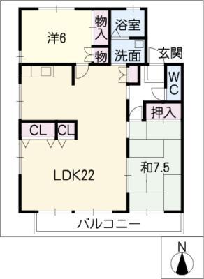 グレイス横吹 A(2LDK/2階)の間取り写真
