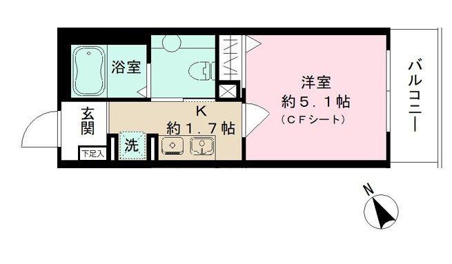 クラージェ津田沼(1K/1階)の間取り写真