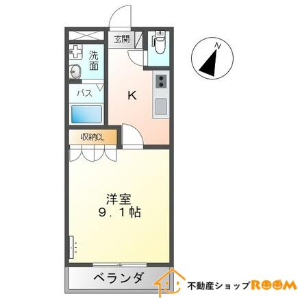 エバーハイム岩津(1K/2階)の間取り写真