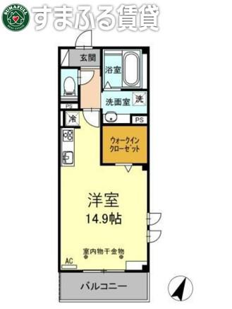 SKY・Eつげの木 (ワンルーム/3階)の間取り写真