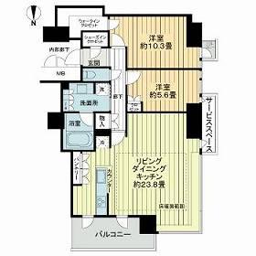 北浜ミッドタワー(2LDK/36階)の間取り写真