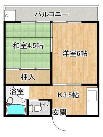 メゾン・ド・ルーン横河原(2K/1階)の間取り写真