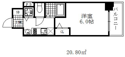 プレサンス神戸西スパークリング(1K/4階)の間取り写真