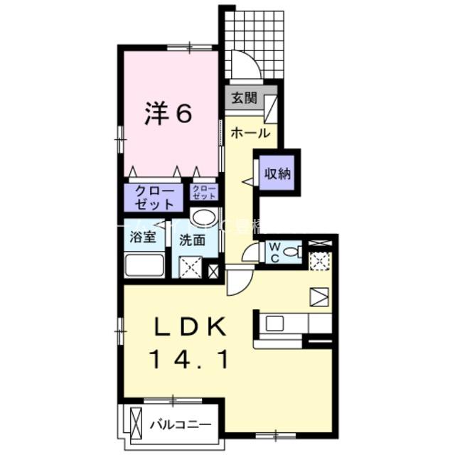 メゾン りら B(1LDK/1階)の間取り写真