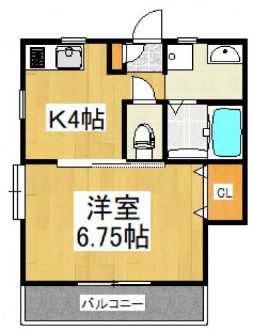 アルブル美原(1K/2階)の間取り写真