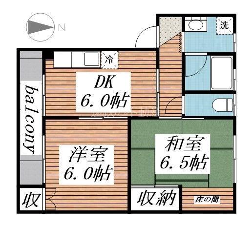 第三欣生荘(2DK/2階)の間取り写真