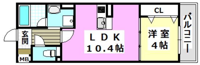 LIEBE岸部(1LDK/1階)の間取り写真