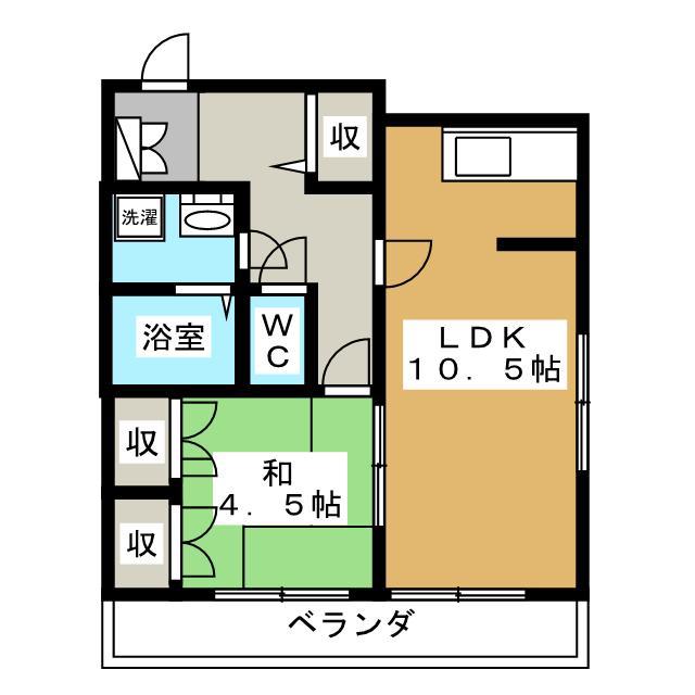 ホワイトハイムミカミ(1LDK/7階)の間取り写真
