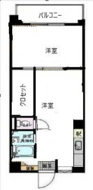 ハルナコーポ(1LDK/4階)の間取り写真