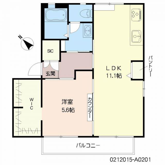 メゾン・ナンディナA棟(1LDK/2階)の間取り写真