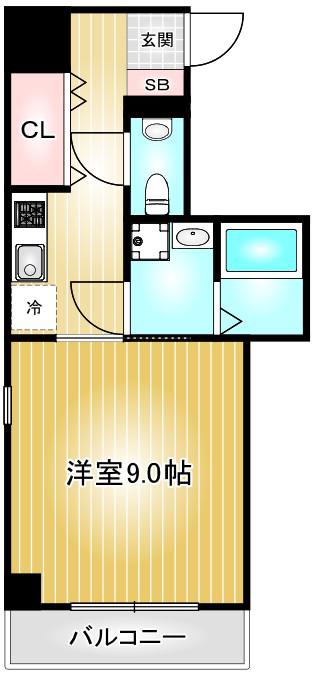 ビオラ名駅西(1K/9階)の間取り写真