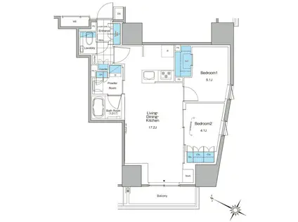 ルフォンプログレ北新宿(2LDK/9階)の間取り写真