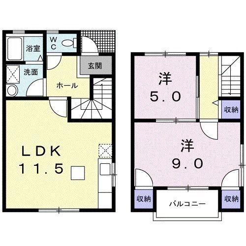 コーポさいのとNO1(2LDK/1階)の間取り写真