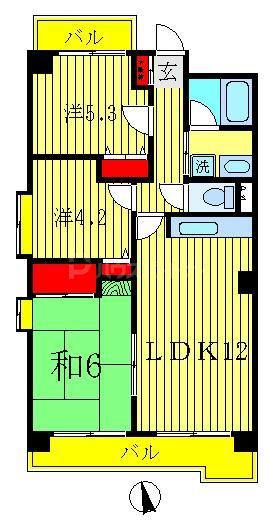 INSURANCE BLDG.V(3LDK/4階)の間取り写真