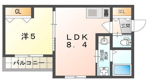 LUXE イーストI(1LDK/1階)の間取り写真
