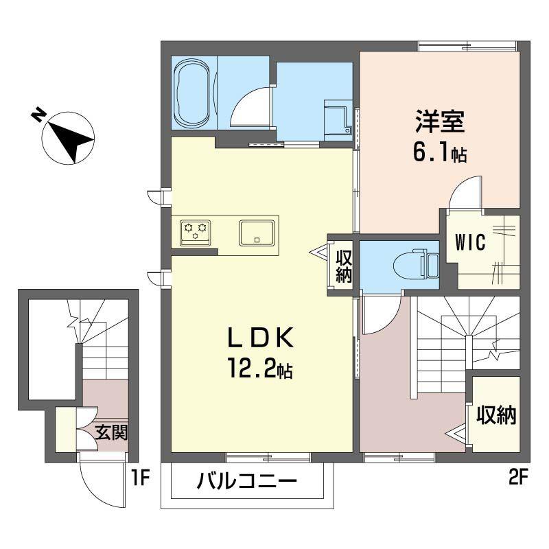 メゾン・ボワ(1LDK/2階)の間取り写真