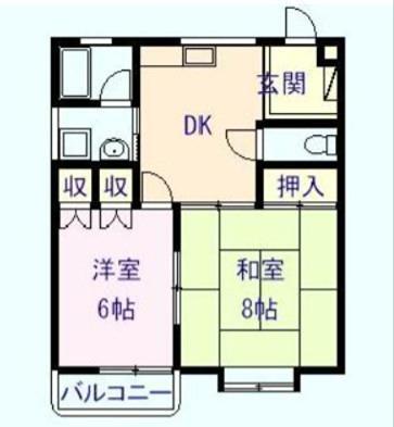 カーサ宮下(2DK/2階)の間取り写真