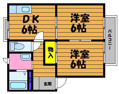 メゾン松尾D(2DK/1階)の間取り写真