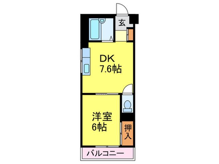 サンフラワー大橋(1DK/3階)の間取り写真