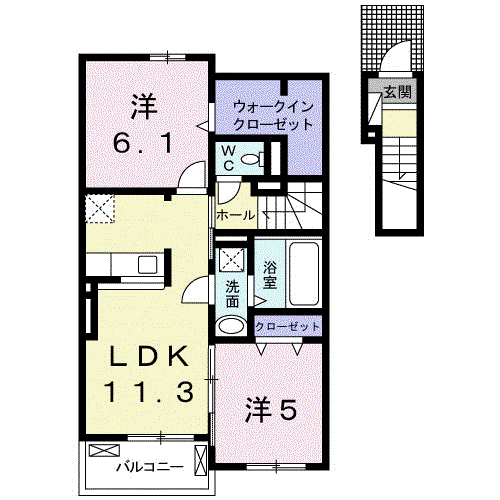 ラウレアC(2LDK/2階)の間取り写真