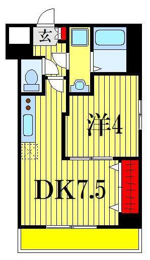ウイリアムV(1DK/4階)の間取り写真