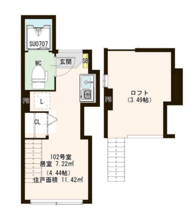 CAヒルズ池袋(ワンルーム/1階)の間取り写真