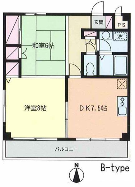 パールハウス(2DK/3階)の間取り写真