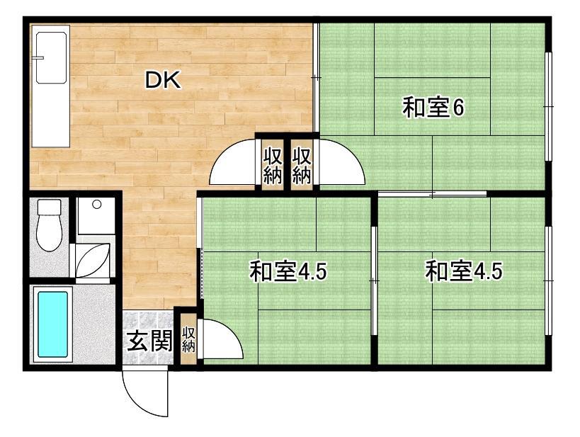 姫中スズキハイツ(3DK/1階)の間取り写真