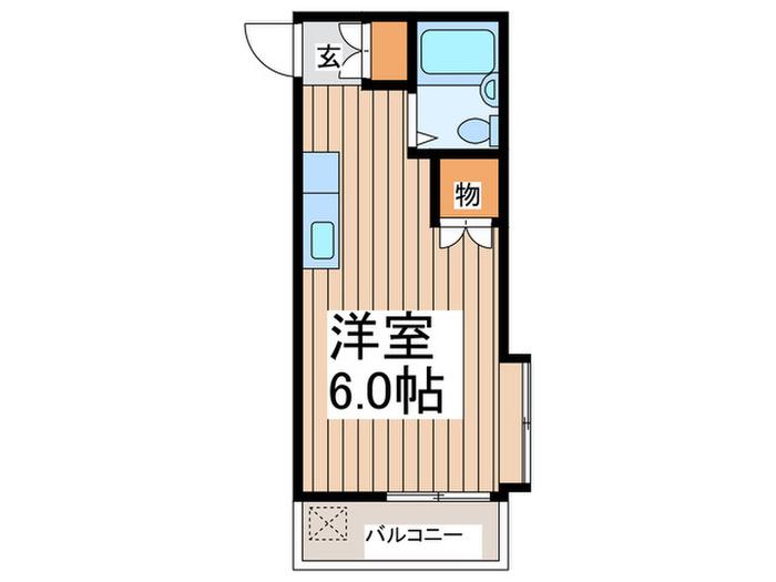 ハイツ優(ワンルーム/2階)の間取り写真